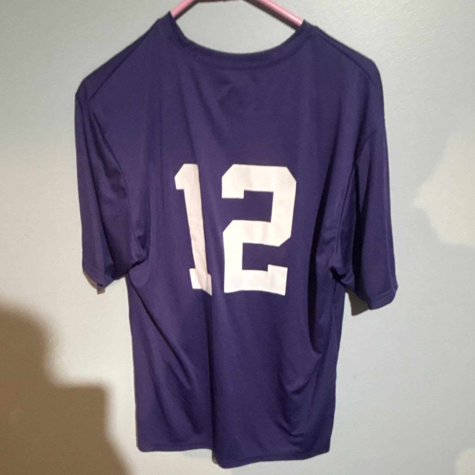 A4 Men's Purple Short Sleeve Lightweight Soccer T-Shirt M Logo Number Polyester gallery