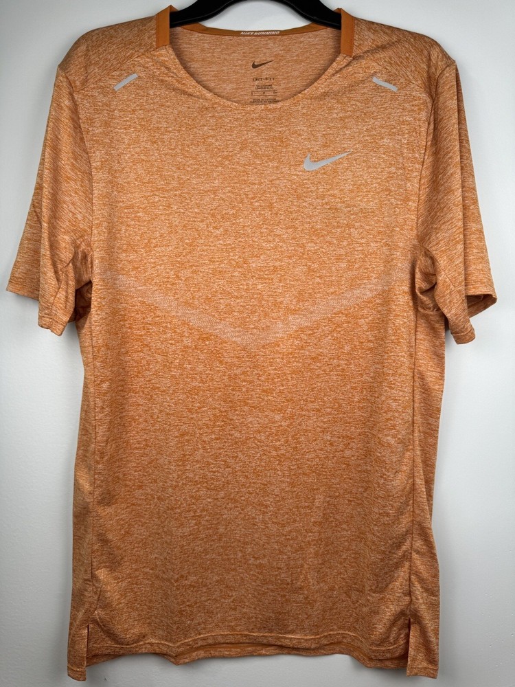 Nike Dri-FIT Rise 365 Short Sleeve Running T-Shirt Mens Size S-Tall Orange