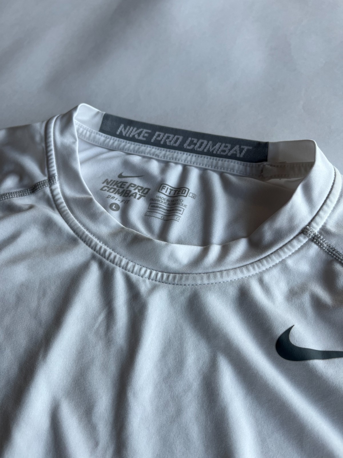 Nike Pro Combat Dri-FIT Fitted Compression Short Sleeve Shirt White Men's Large gallery