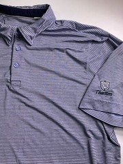Cutter Buck L Men’s Horizontal Stripe Polo Golf Charcoal White Chartiers Club