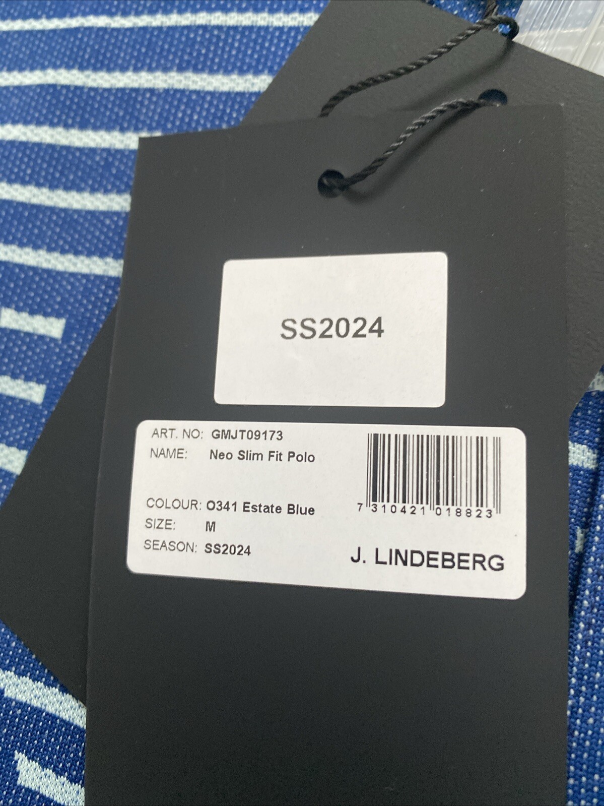 J. Lindeberg Men's NEO SLIM FIT Medium Golf Polo Shirt Estate Blue NEW NWT gallery