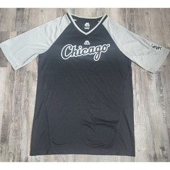 Majestic Chicago White Sox Shirt Mens Medium Grey V-Neck Performance Raglan Tee