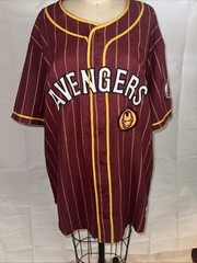NEW BOX LUNCH MARVEL AVENGERS STARK #63 PIN STRIPED BASEBALL JERSEY SHIRT 2X NWT