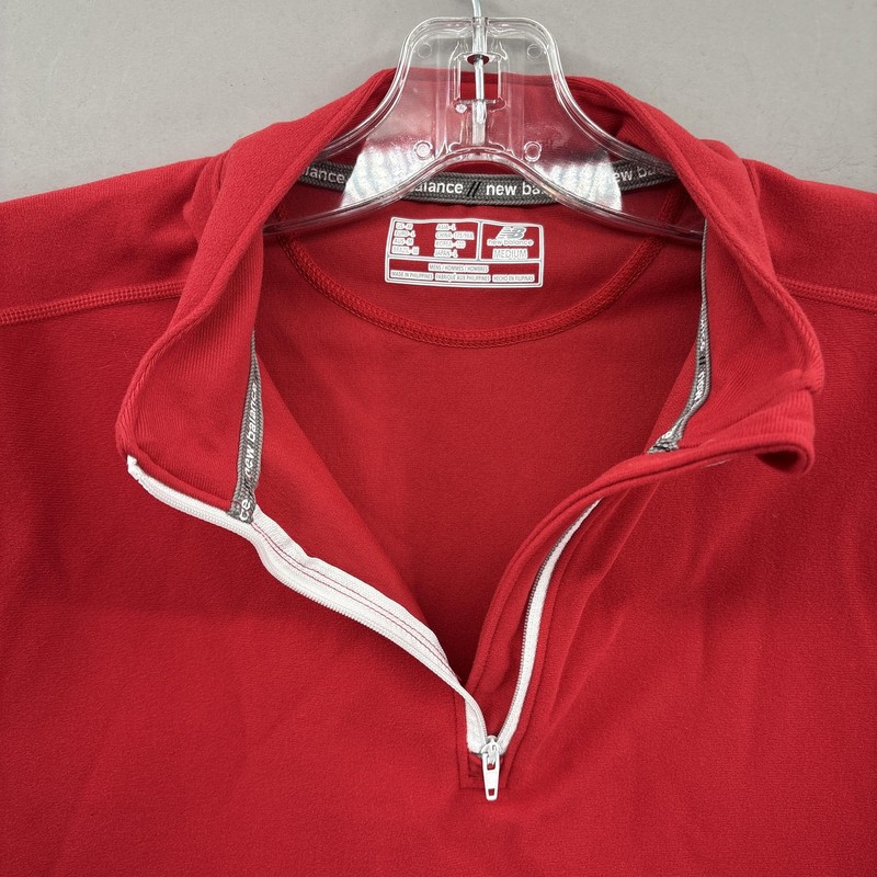 New Balance Pullover Mens Medium Red Lightning Dry 1/4 Zip Running Fleece gallery
