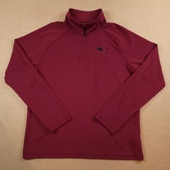 PUMA Men’s Large 1/4 Zip Stretch Activewear Long Sleeve Shirt Dark Red