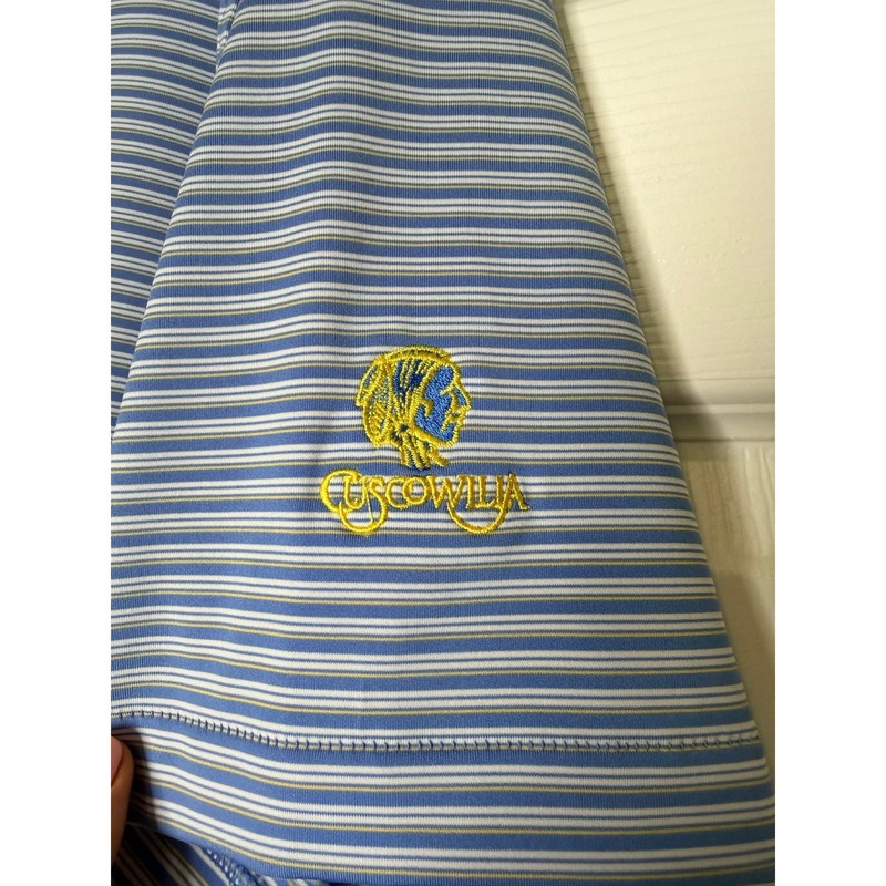 Peter Millar Men’s Summer Comfort Polo Blue White Yellow Stripes Size XL gallery
