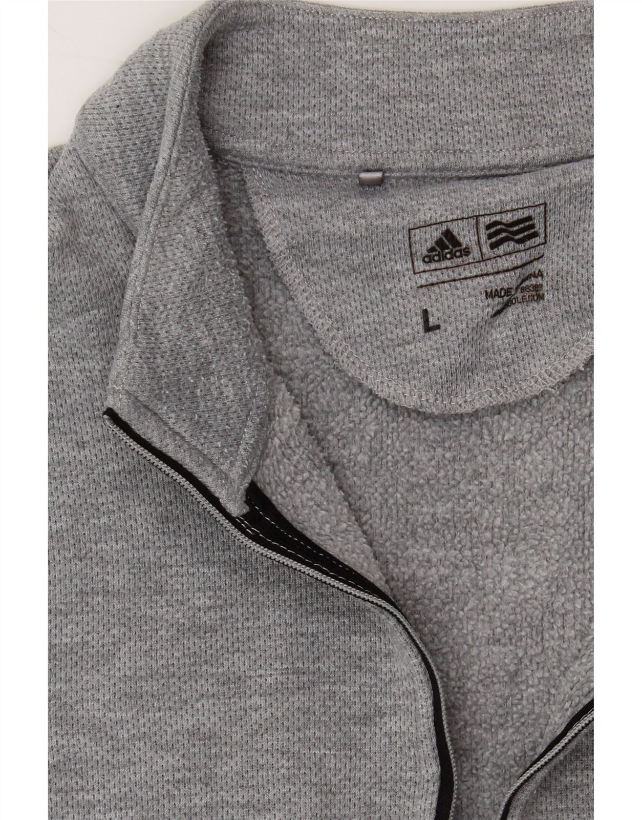 ADIDAS Mens Zip Neck Pullover Tracksuit Top Large Grey Polyester DK91 gallery