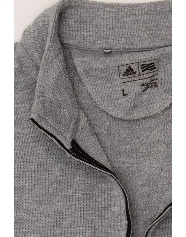 ADIDAS Mens Zip Neck Pullover Tracksuit Top Large Grey Polyester DK91 gallery