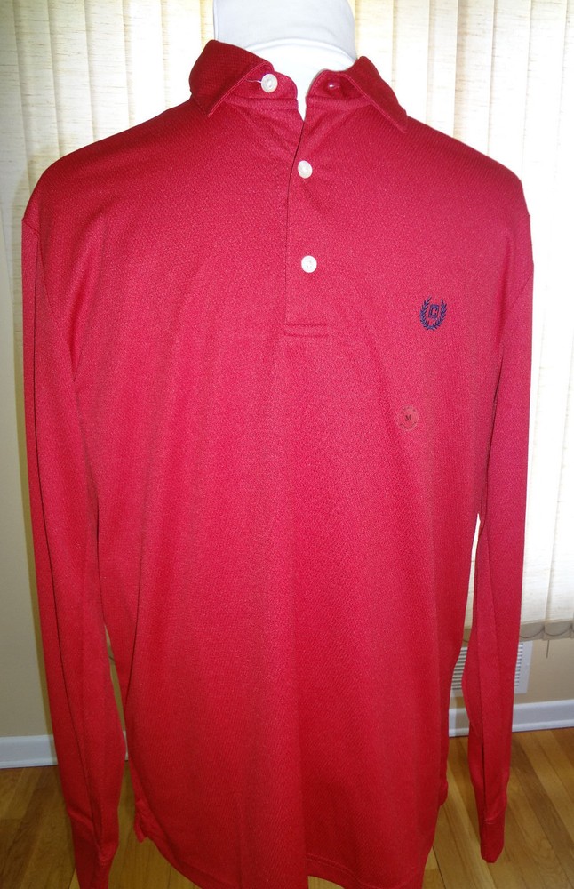NWT Chaps Performance Stay Dry Mens Red Polo Shirt Long Sleeve in size M