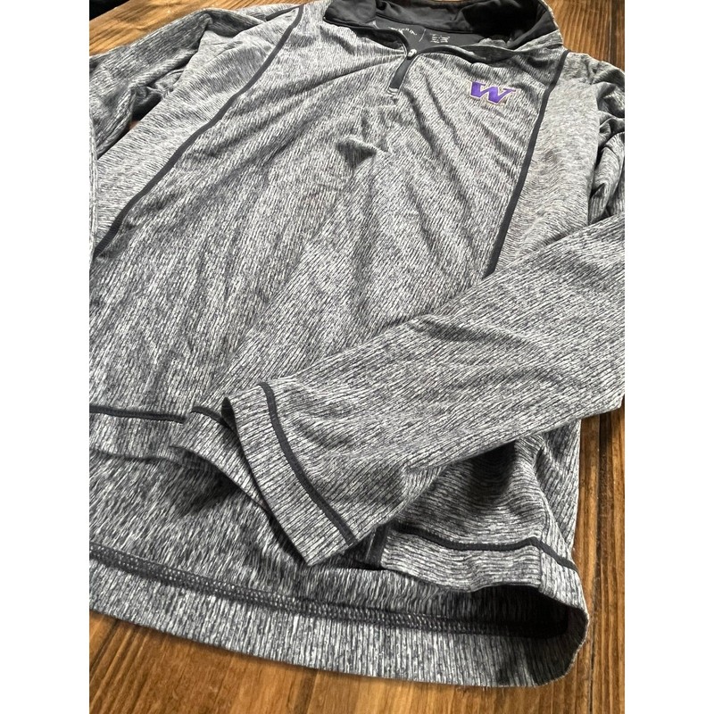 Antigua Washington Huskies Mens Medium Quarter Zip Pullover Gray Heathered NCAA gallery