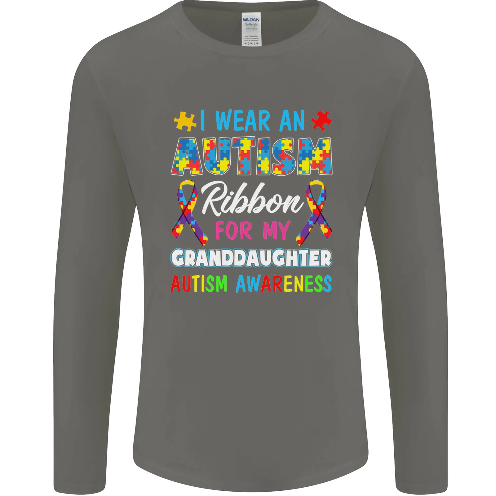 Autism Ribbon For My Granddaughter Autistic Mens Long Sleeve T-Shirt gallery