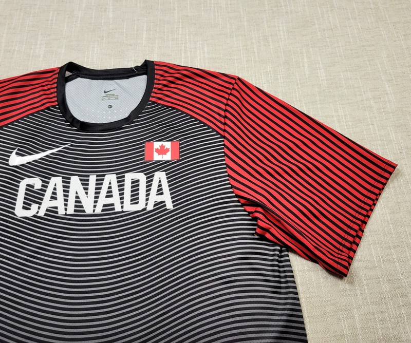 NIKE Pro Elite Canada Jersey Shirt Small Tall Mens Black Red White Made In USA gallery