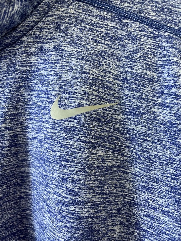 Nike Dri-Fit Running Pullover Mens Large Blue Heather/Orange 1/4 Zip 683485-457 gallery
