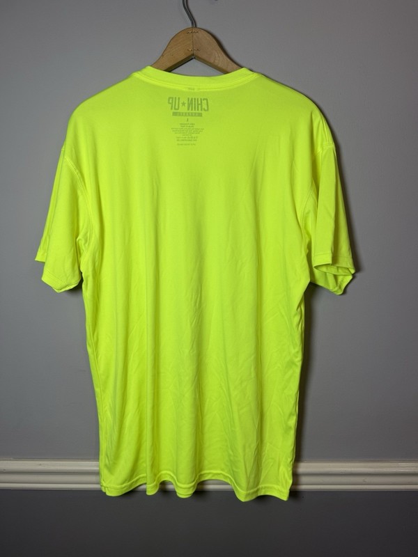 Chin up Leg day athletic shirt size large Neon yellow gallery
