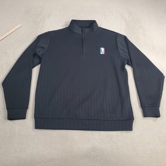 USAG U Suck At Golf 1/4 Zip Pullover Mens Large Black Jacket Sweater Mock Logo