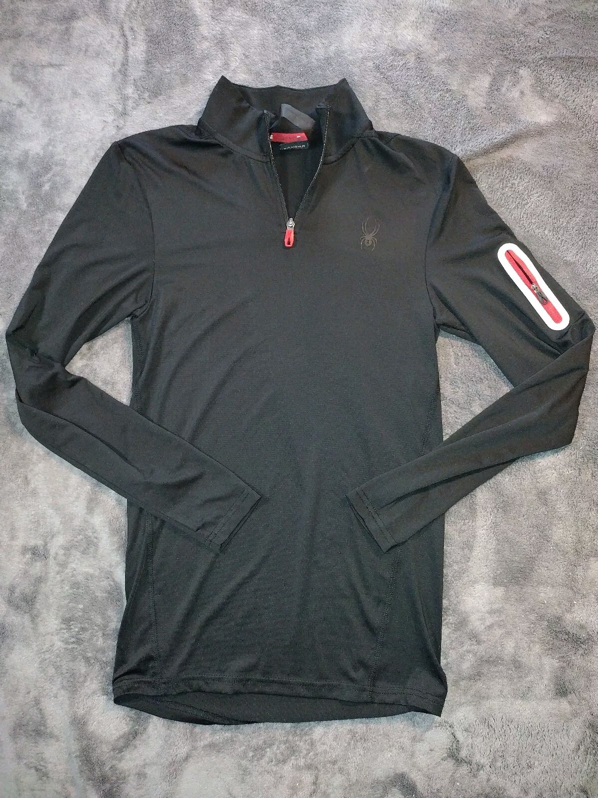 SPYDER ACTIVE Black 1/4 Zip Long Sleeve Pullover Shirt ProwB 63619 Men's Size S gallery