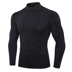 Men Elastic Fitness Long Sleeve T-Shirt Turtleneck Sports Tops Running Training