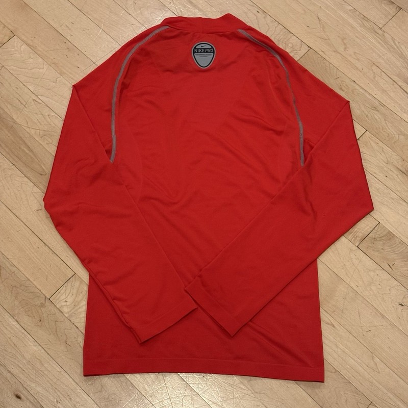 Nike Pro Dri-FIT Mens Large Compression Long Sleeve Mock Shirt Red Skin Tight gallery