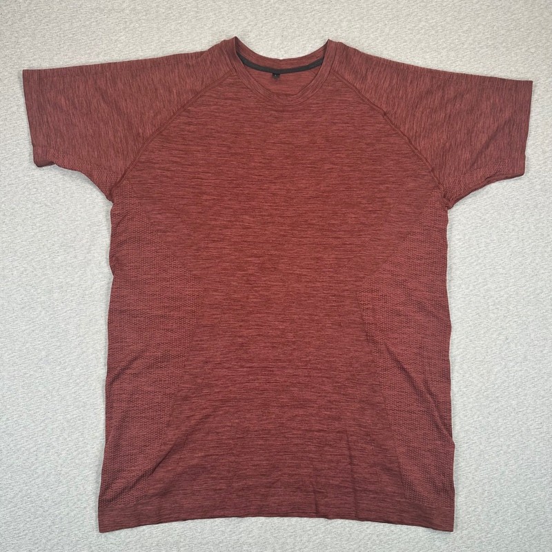 Alphalete Gym Shirt Mens Large Maroon Performance Short Sleeve Training Workout gallery