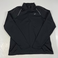 Brooks Shirt Mens Medium Black 1/4 Zip Pullover Running Golf Workout Gym Stretch
