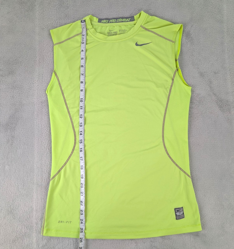 Nike Pro Combat Shirt Neon Yellow Sleeveless Workout Activewear Men Small gallery