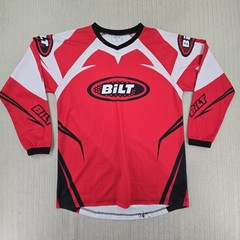 BiLT Motocross Jersey Mens Medium Red White Long Sleeve Mesh Racing Top