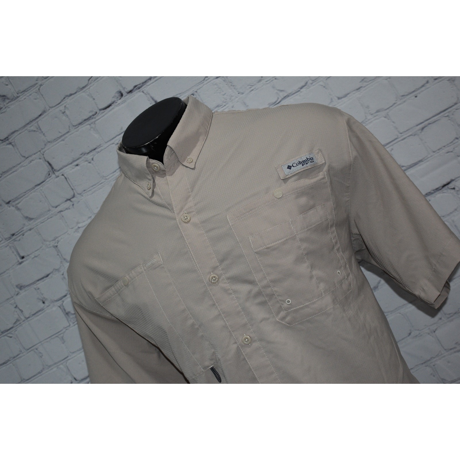 Columbia Mens Size XL PFG Performance Fishing Gear Shirt Vented Tan Polyester gallery