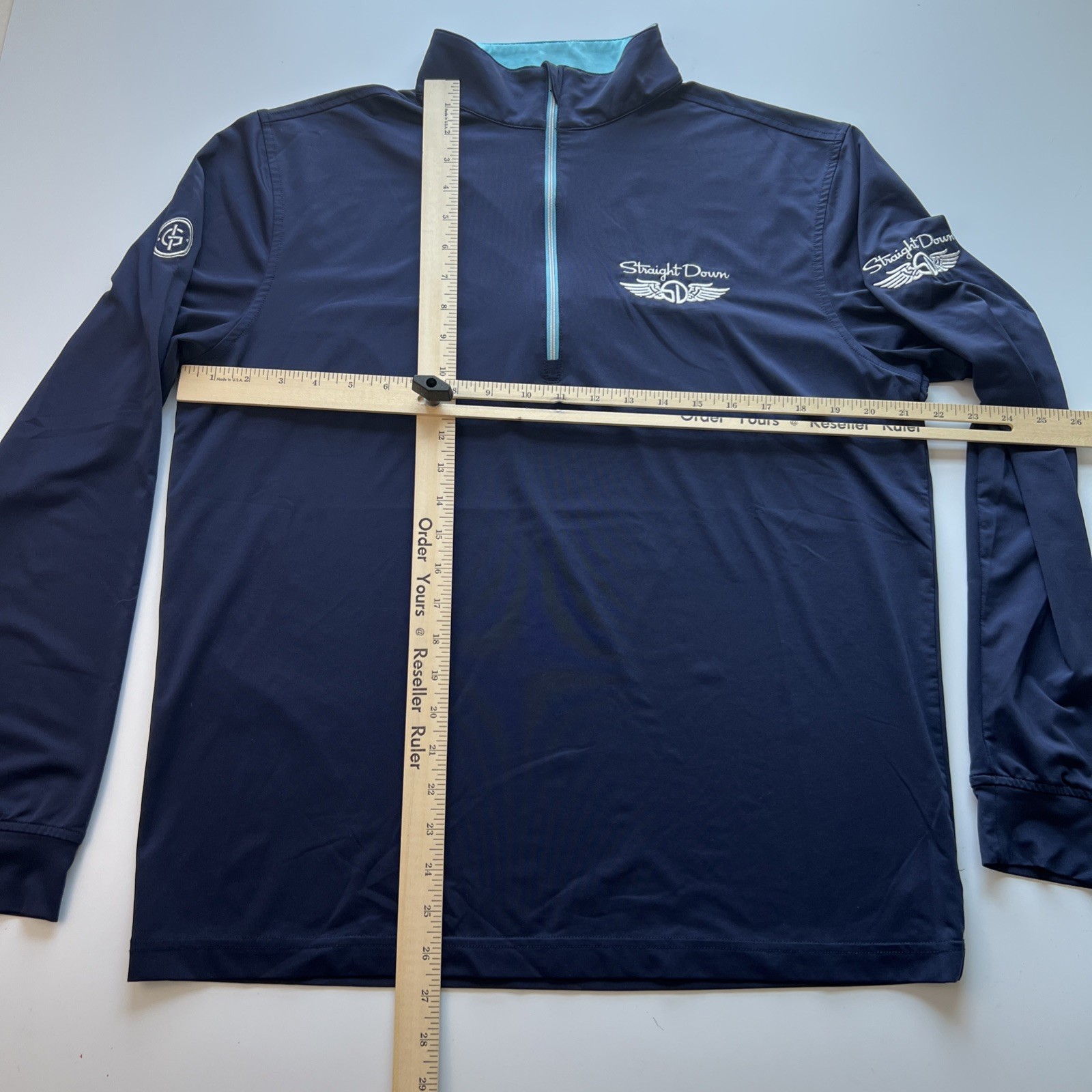 Straight Down 1/4 Quarter Zip Pullover Men's Medium Navy Lightweight Stretch gallery