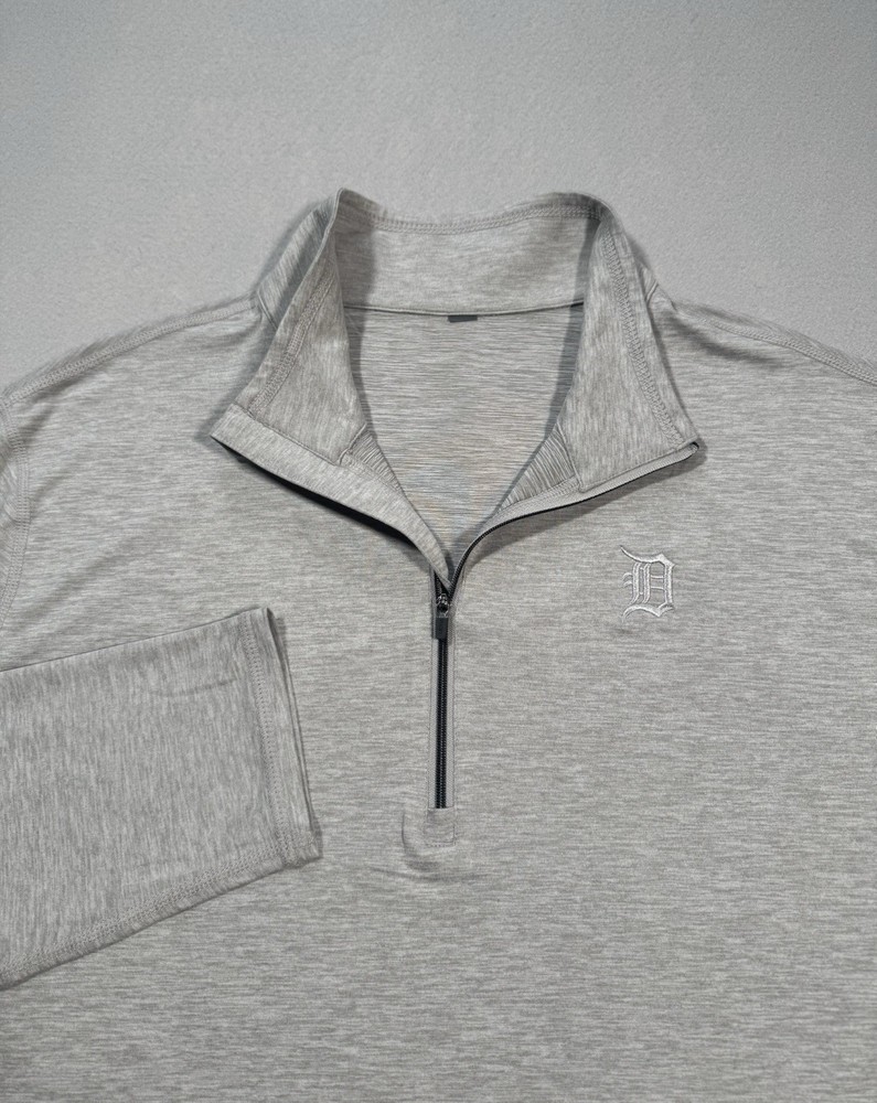 Vuori Pullover Mens XL Gray Ease Performance 1/2 Zip 2.0 Detroit Tigers MLB