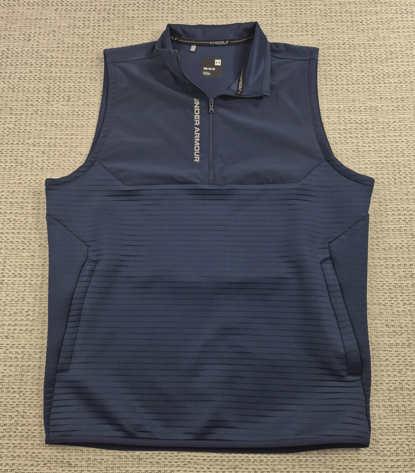 Under Armour Golf Vest Performance Pullover Mens Medium Blue 1/4 Zip Sleeveless gallery