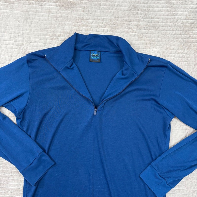 Patagonia Capilene 1/4 Zip Base Layer Pullover Blue Mens Medium Made in USA gallery