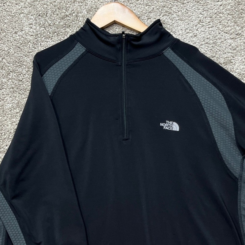 The North Face Pullover Mens XL Black Gray Colorblock 1/4 Zip Flight Series EUC gallery