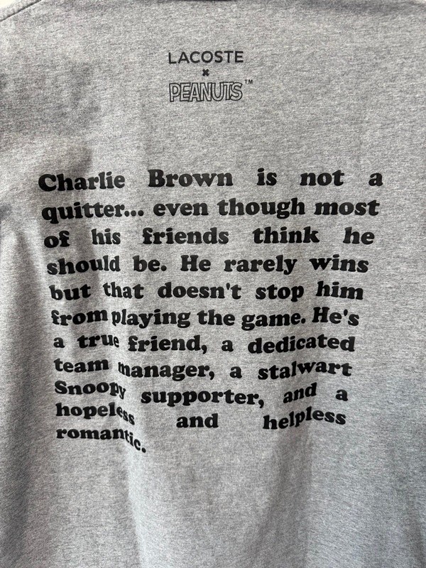 LACOSTE/PEANUTS CHARLIE BROWN GRAY TEE xl gallery