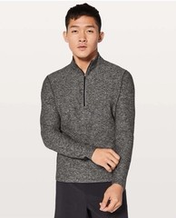 Lululemon Mens Sz Large Heather Black Grey Surge Warm 1/2 Zip Pullover