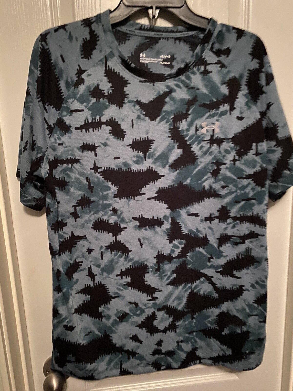 Under Armour Mens Fitted Running T-Shirt Turquoise & Black Size- Large gallery