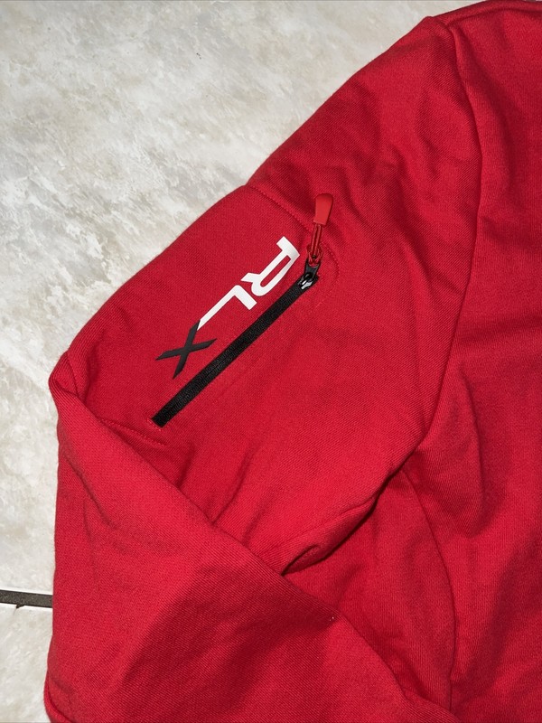 RLX Ralph Lauren Mens 1/4 zip Seatshirt Sz 2XL red with chest/arm pocket gallery