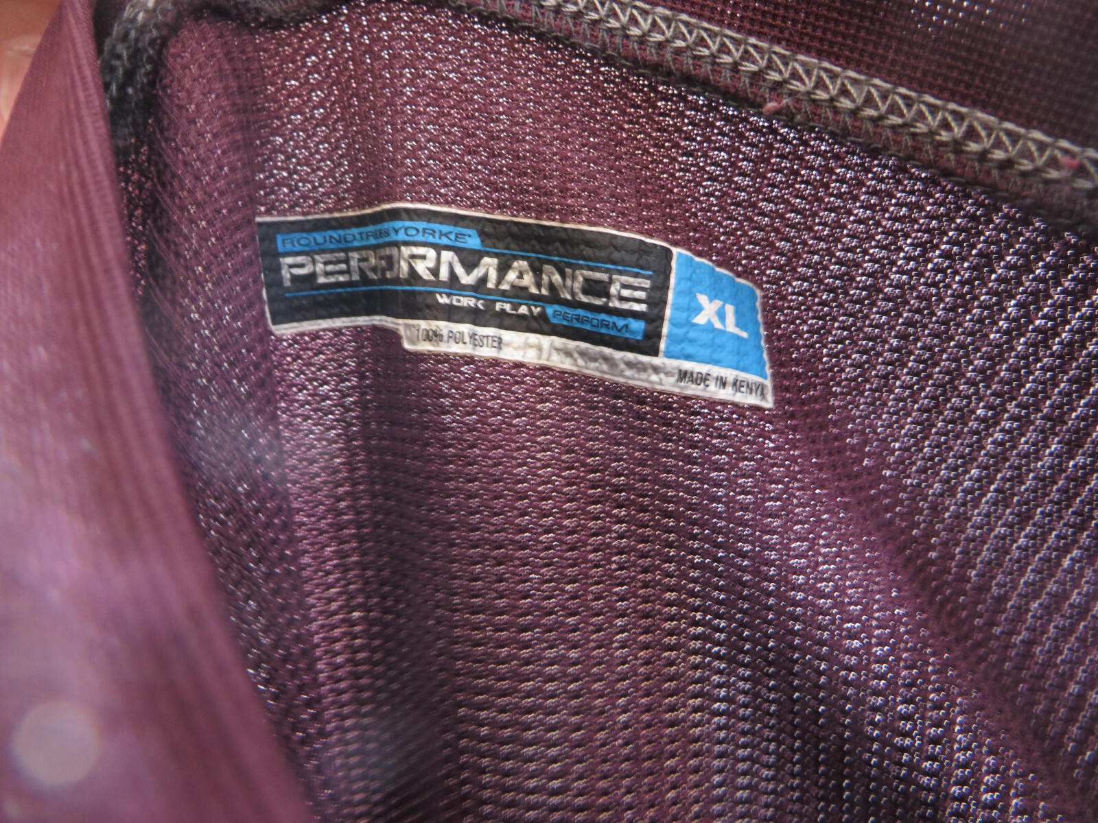 Mens Maroon Three Snap Long Sleeve Roundtree & Yorke Performance Shirt Size XL gallery