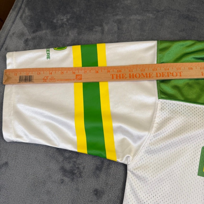 John Deere Mesh Jersey Mens Medium White Green Yellow Number 37 Graphic gallery