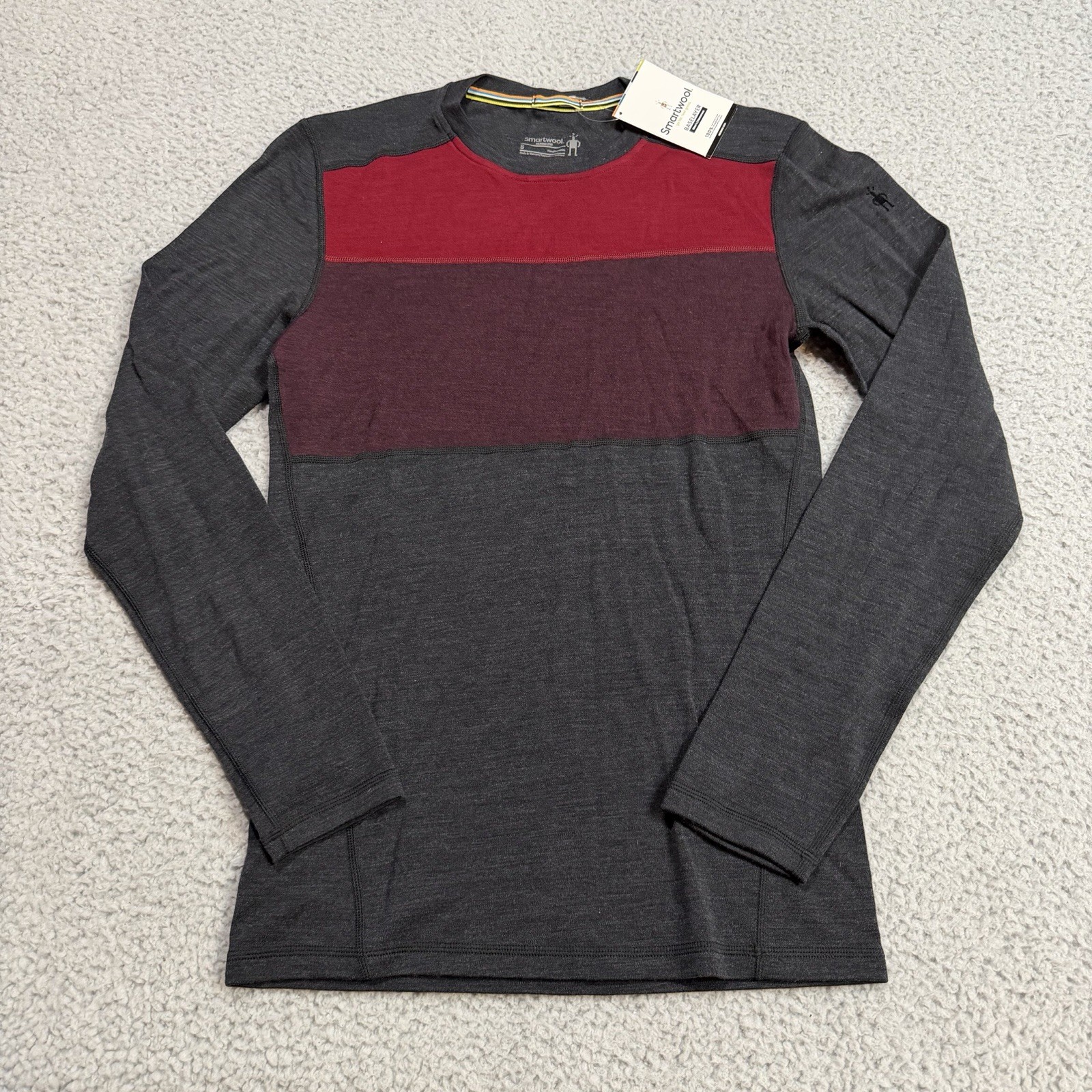 Smartwool Shirt Mens Small Gray Red Merino Wool 250 Baselayer Hiking Gorpcore gallery