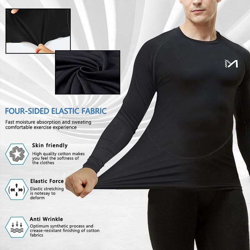 Men's Athletic Long Sleeve Compression Shirts Swim Sports Gym Shirts Workout gallery