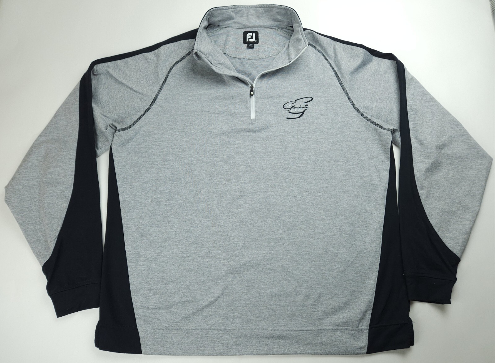 LARGE FootJoy Golf Quarter Zip Pullover Men Grey Black L/S Glendarin Hils gallery