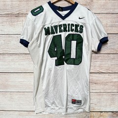 Vintage Nike Team Mavericks #40 Football Jersey White Green Blue Men’s Large Y2k