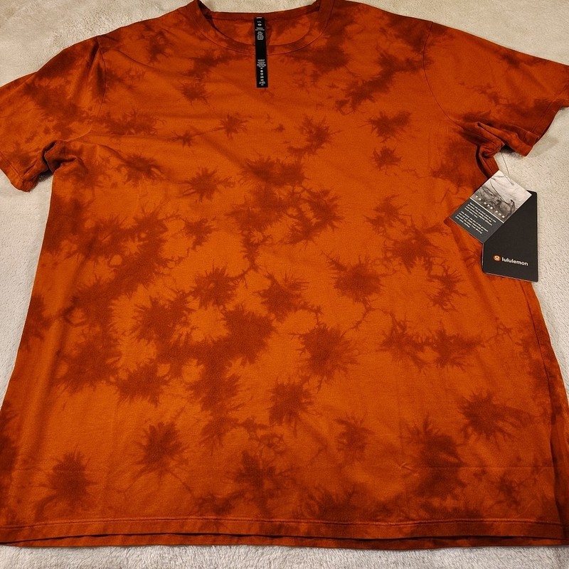 Lululemon Men's XXL The Fundamental T Tech Marble Tye-Dye Orange Gym Workout NEW gallery