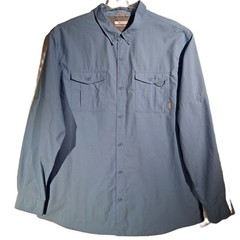 COLUMBIA Sportswear OMNI-SHADE Shirt XL Lt. Blue UPF Fishing Vents Pockets