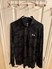 Mens Under Armour Quarter Zip Pullover in Black/Charcoal Camouflage Pattern XL