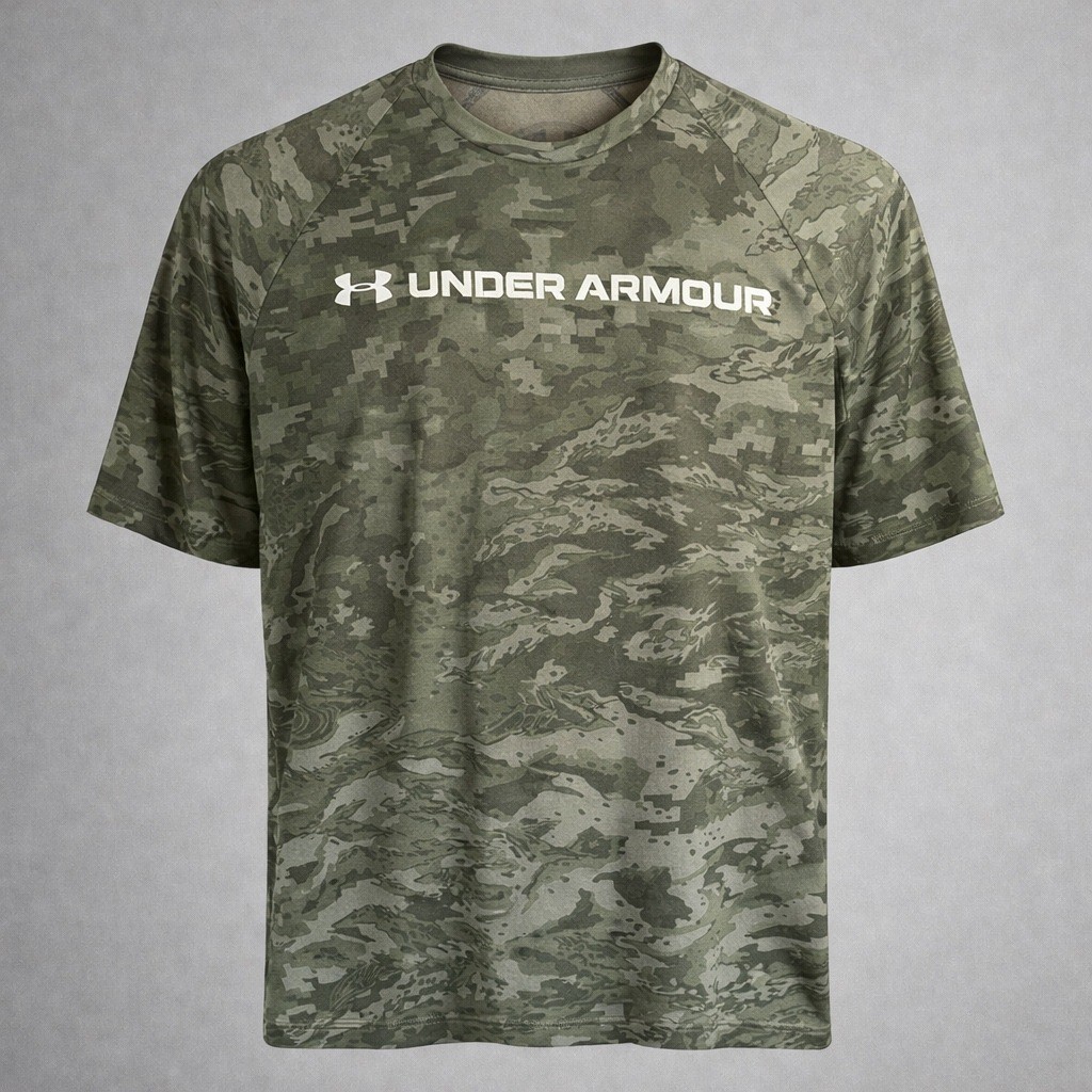 Under Armour Mens HeatGear Camo T-Shirt Grey Digital Camouflage Loose Fit MD gallery