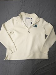 NWT Cutter & Buck Tulane Green Wave Stretch L White 1/4 Zip Pullover Sweatshirt