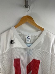 Russell Athletic Mesh Jersey | Vintage 1990s White Football Training Top with Re