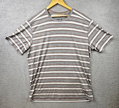 Smartwool Merino 150 T Shirt Mens XXL Gray Orange White Stripe Hiking Base Layer