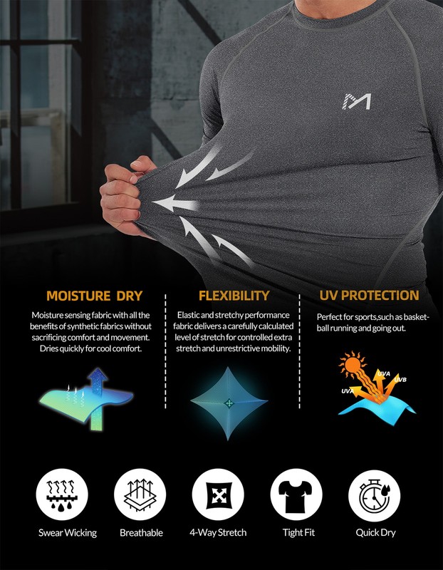 Mens Compression T-Shirt Short Sleeve Gym Sports Workout Running Outdoor Fitness gallery